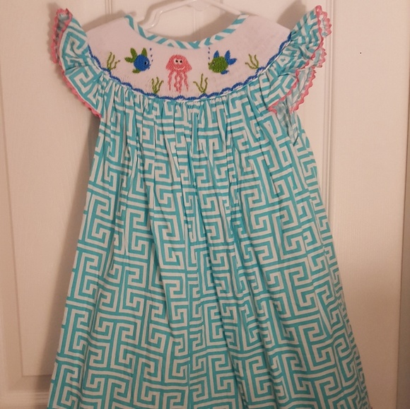 NWOT smocked dress ocean creatures - Picture 4 of 4